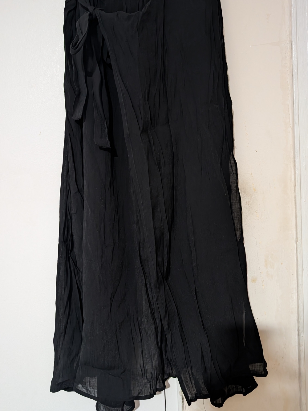 Black Women's Tie-Waist Maxi Skirt With Pants Inside